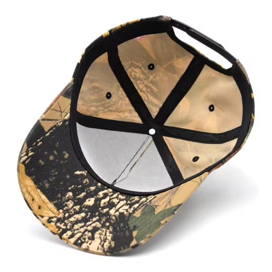 CAMOFLAUGE SNAPBACK HAT WITH PINK EMBROIDERED LOGO