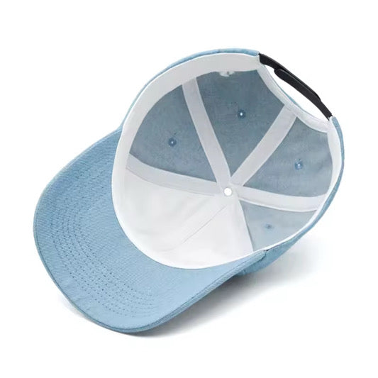 DENIM WASH SNAPBACK WITH WHITE EMBROIDERED LOGO