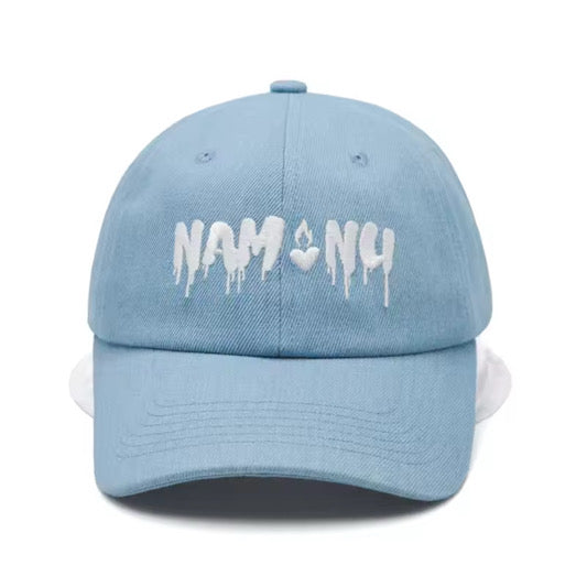 DENIM WASH SNAPBACK WITH WHITE EMBROIDERED LOGO