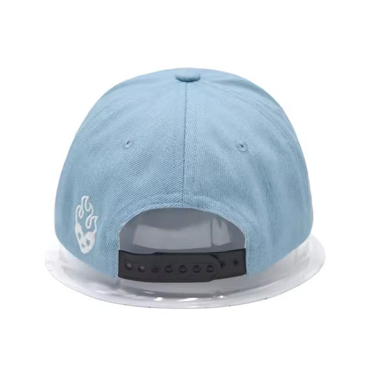 DENIM WASH SNAPBACK WITH WHITE EMBROIDERED LOGO