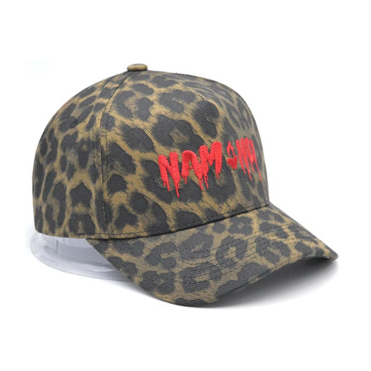 CHEETAH PRINT WITH RED EMBROIDERED LOGOS