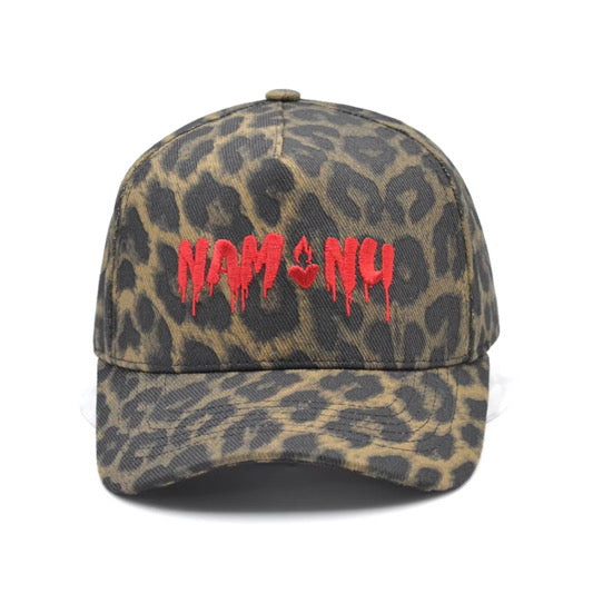CHEETAH PRINT WITH RED EMBROIDERED LOGOS