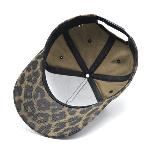 CHEETAH PRINT WITH RED EMBROIDERED LOGOS