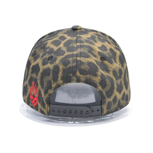 CHEETAH PRINT WITH RED EMBROIDERED LOGOS
