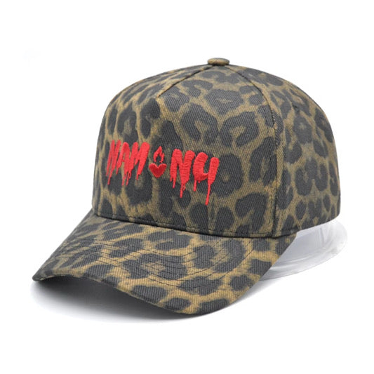CHEETAH PRINT WITH RED EMBROIDERED LOGOS