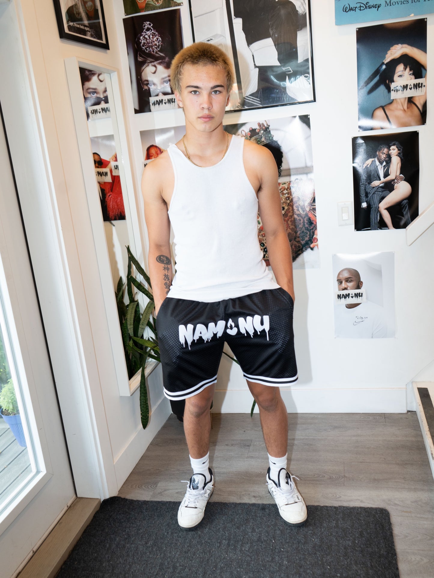 EMBROIDERED LOGO MESH SHORTS