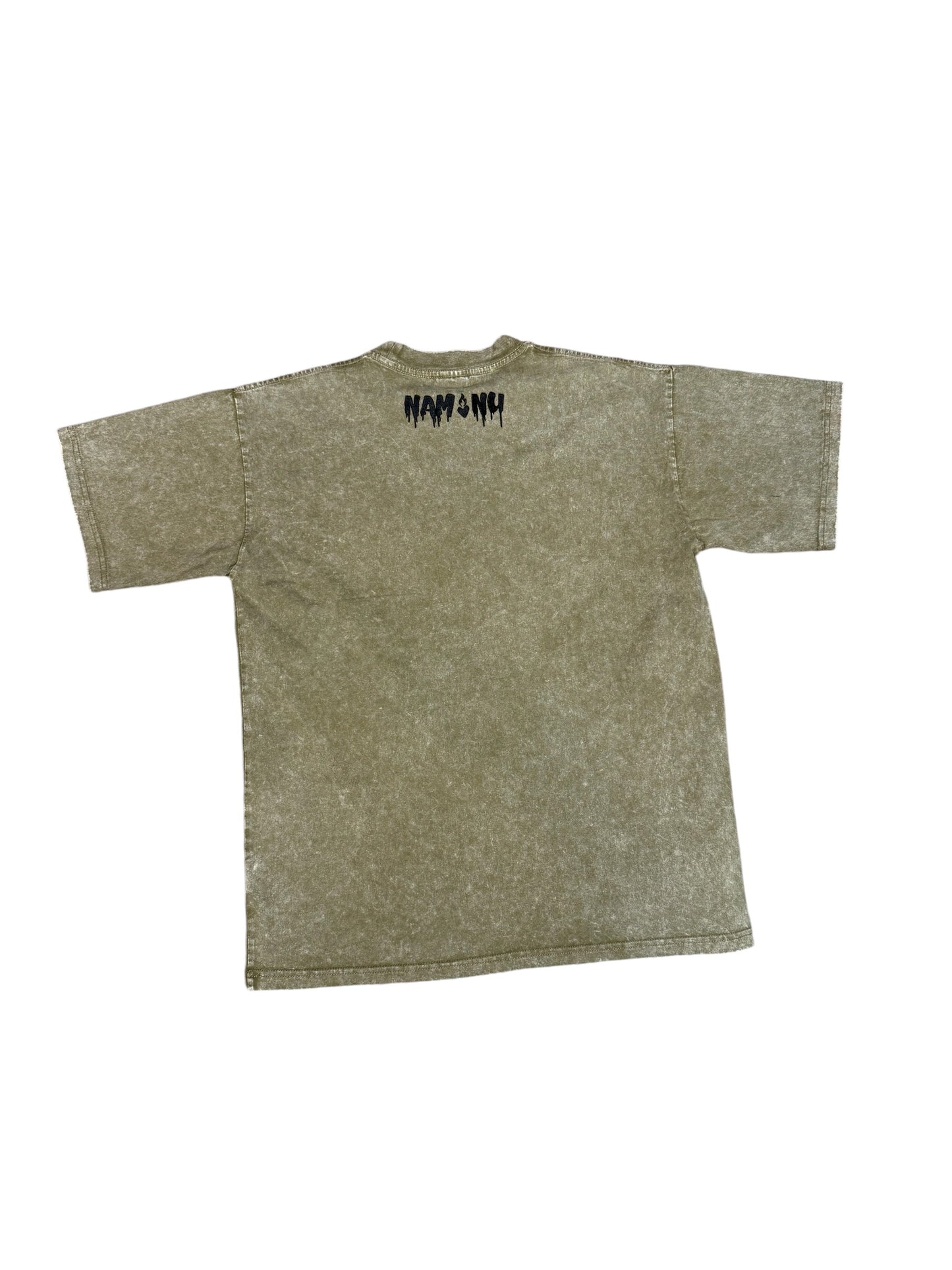 ACID WASH EMBROIDERED LOGO T-SHIRT