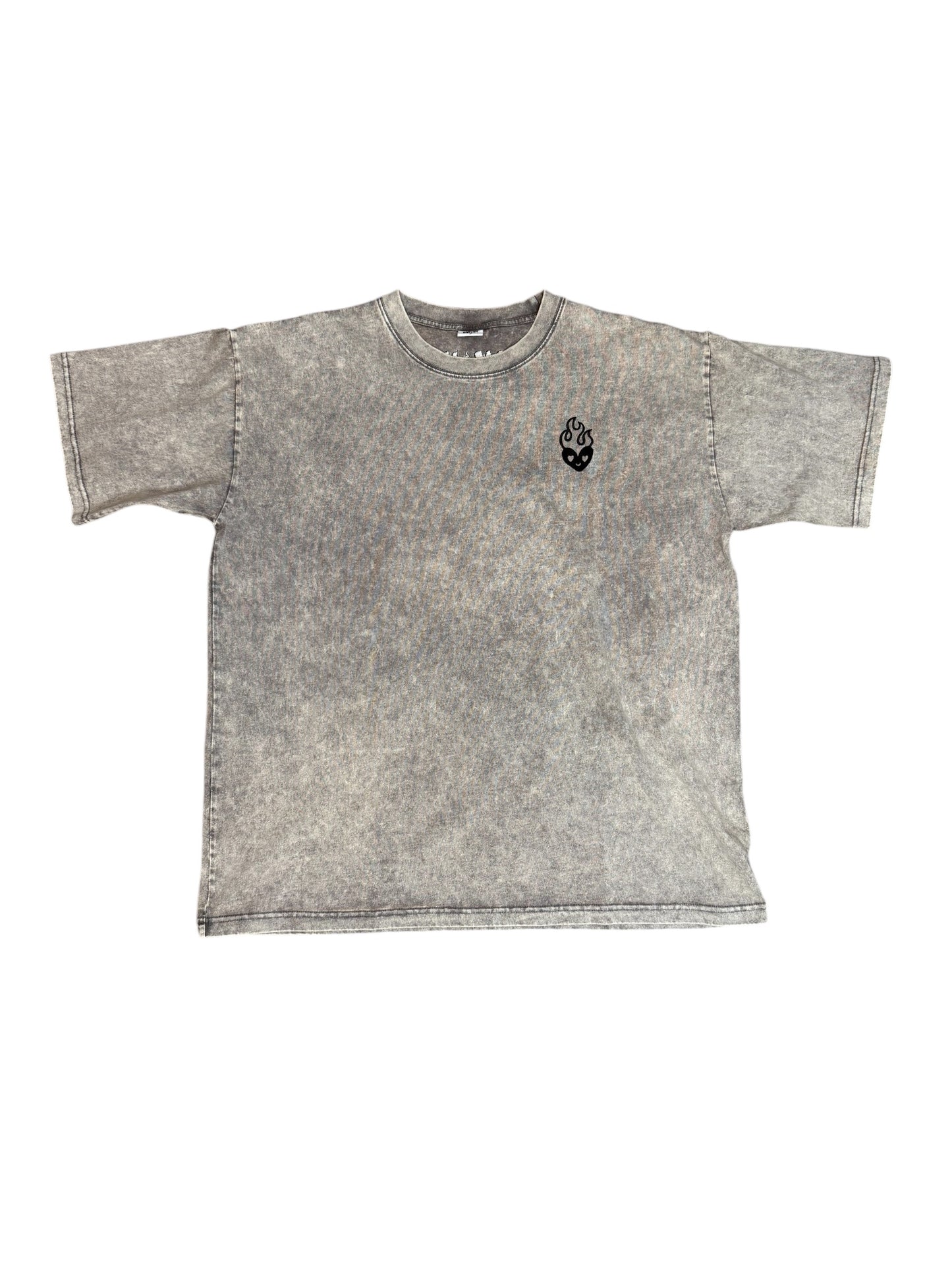 ACID WASH EMBROIDERED LOGO T-SHIRT