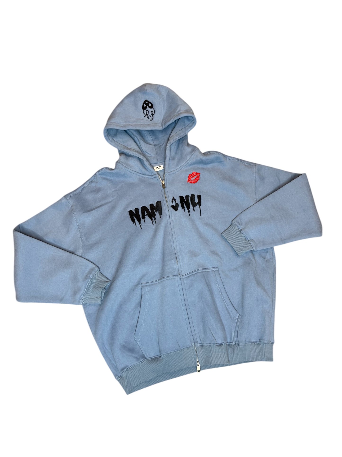 EMBROIDERED LOGO ZIP UP HOODIE