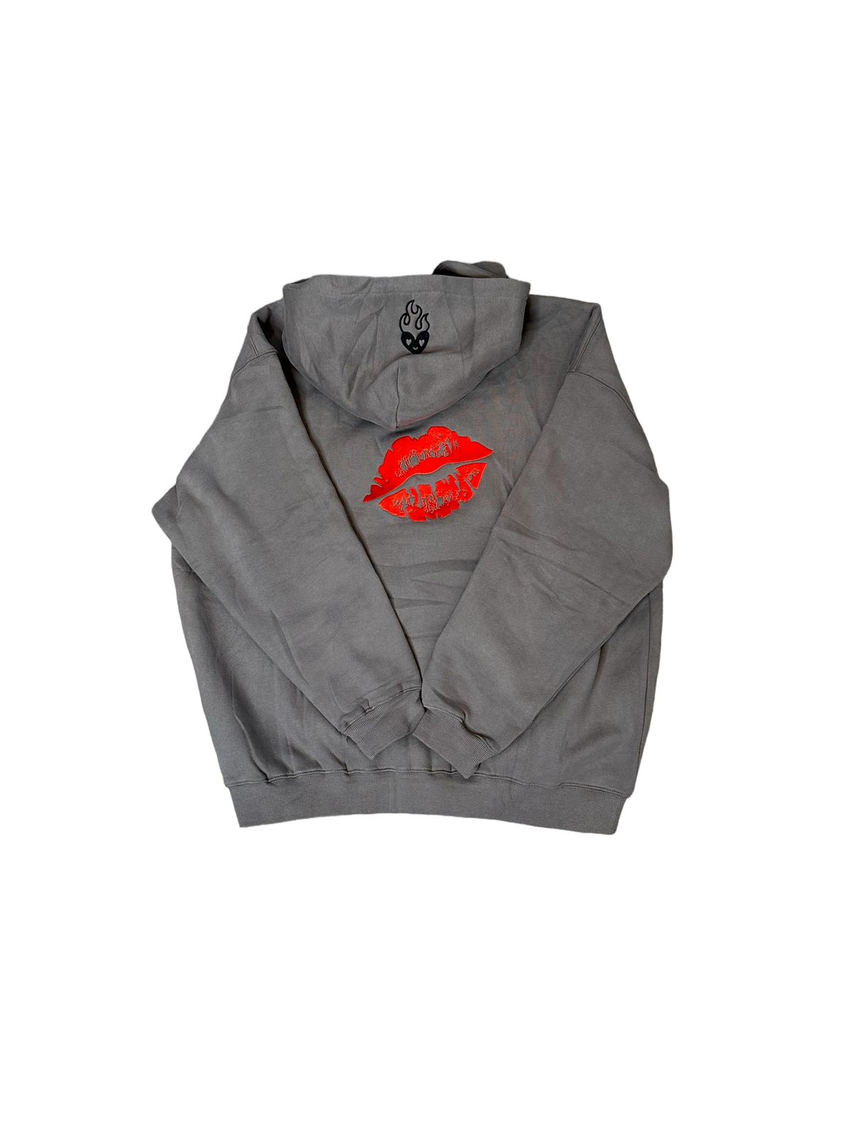 CHARCOAL GREY EMBROIDERED LOGO HOODIE