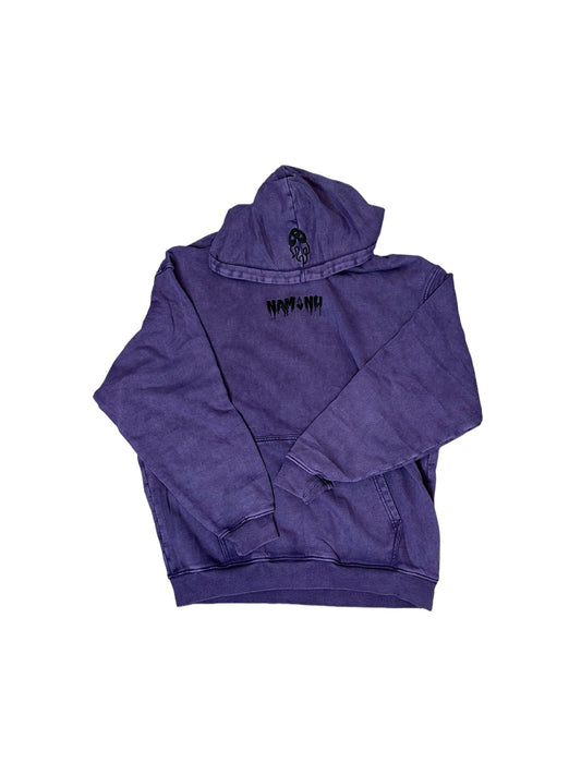 PURPLE EMBROIDERED LOGO ACID HOODIE