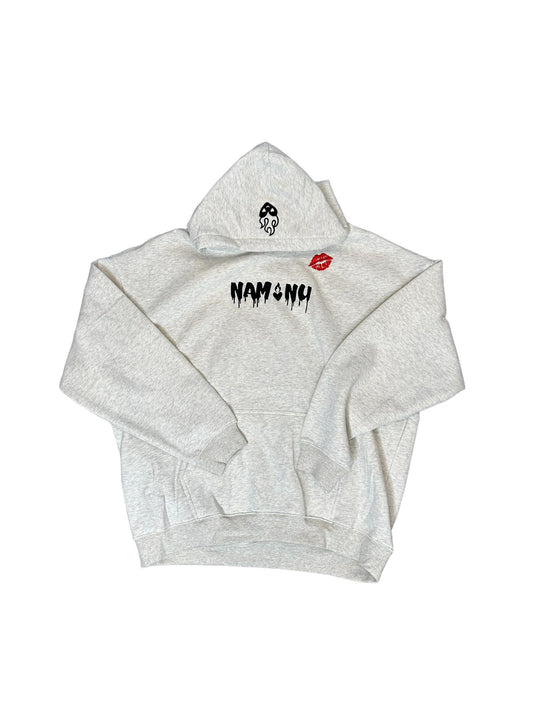 WHITE EMBROIDERED LOGO HOODIE