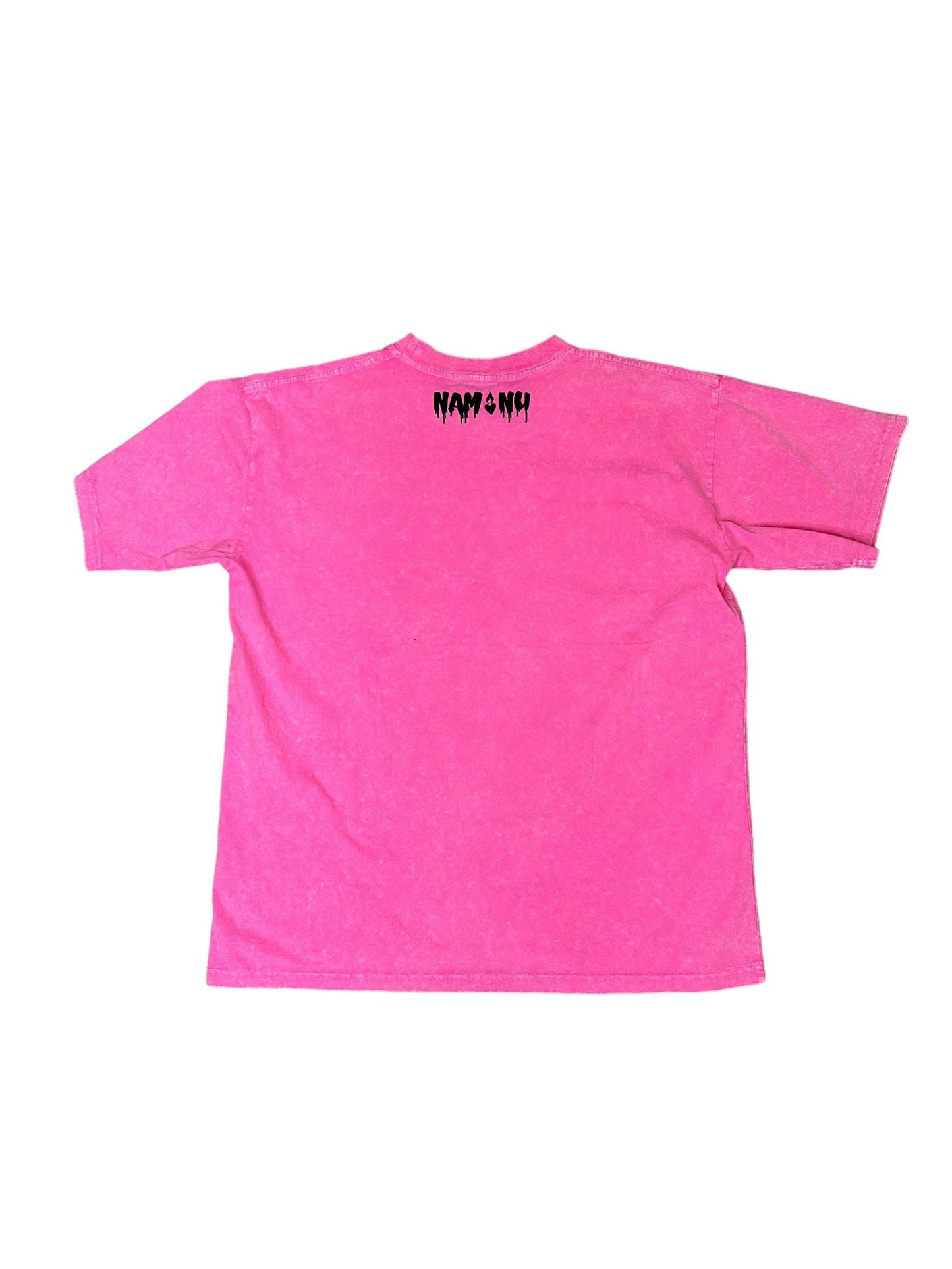 BABY PINK EMBROIDERED LOGO ACID WASH T-SHIRT